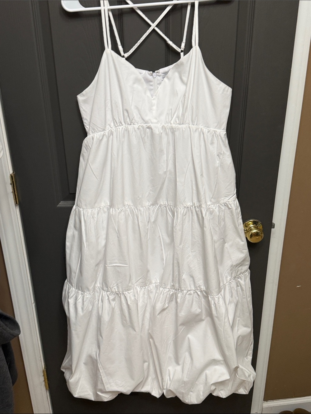English Factory White Tiered Spaghetti-Strap Women’s Dress